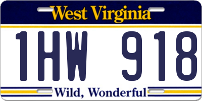 WV license plate 1HW918
