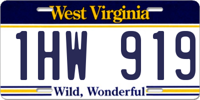 WV license plate 1HW919