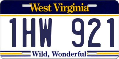 WV license plate 1HW921
