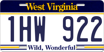 WV license plate 1HW922