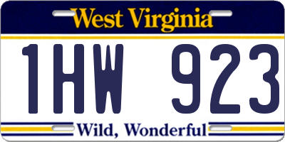 WV license plate 1HW923