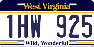 WV license plate 1HW925