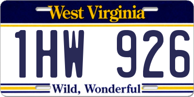 WV license plate 1HW926