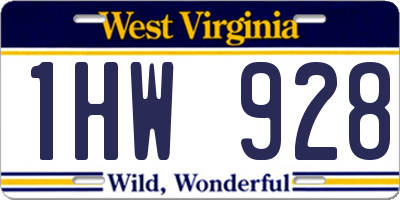 WV license plate 1HW928