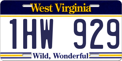 WV license plate 1HW929