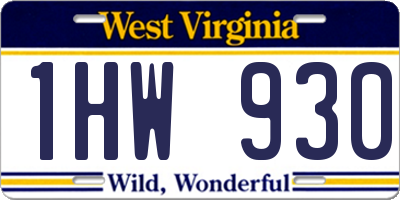 WV license plate 1HW930