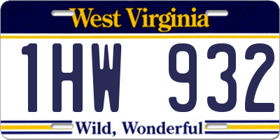 WV license plate 1HW932
