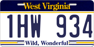 WV license plate 1HW934