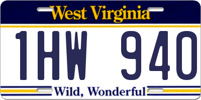 WV license plate 1HW940