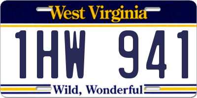WV license plate 1HW941