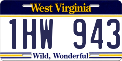 WV license plate 1HW943