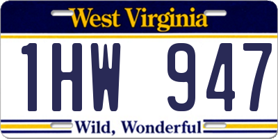 WV license plate 1HW947