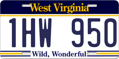 WV license plate 1HW950