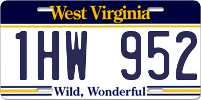 WV license plate 1HW952
