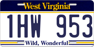 WV license plate 1HW953