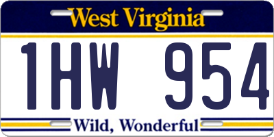 WV license plate 1HW954