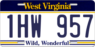WV license plate 1HW957