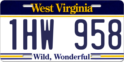 WV license plate 1HW958