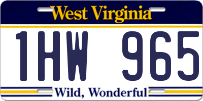 WV license plate 1HW965
