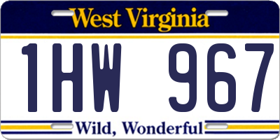 WV license plate 1HW967
