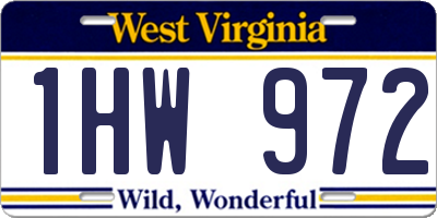 WV license plate 1HW972