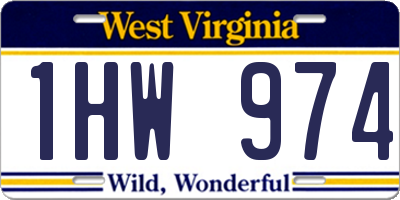 WV license plate 1HW974