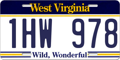 WV license plate 1HW978