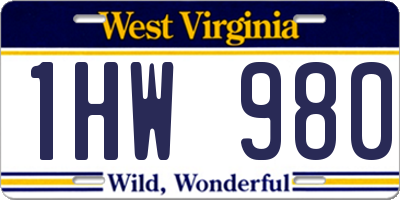 WV license plate 1HW980