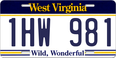 WV license plate 1HW981