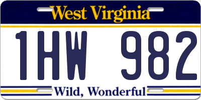 WV license plate 1HW982