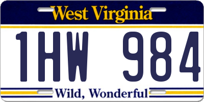 WV license plate 1HW984