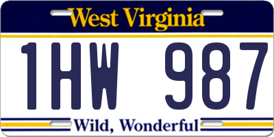 WV license plate 1HW987