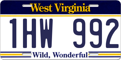 WV license plate 1HW992