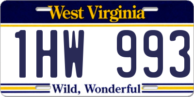 WV license plate 1HW993