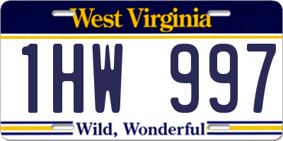 WV license plate 1HW997