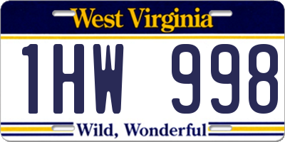 WV license plate 1HW998