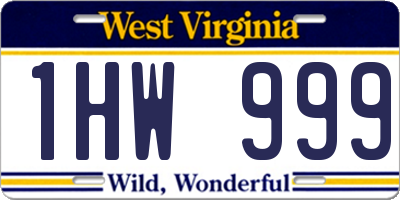 WV license plate 1HW999