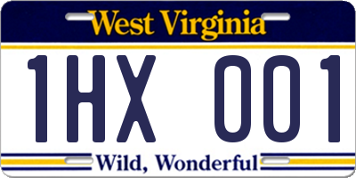 WV license plate 1HX001