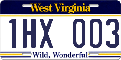 WV license plate 1HX003