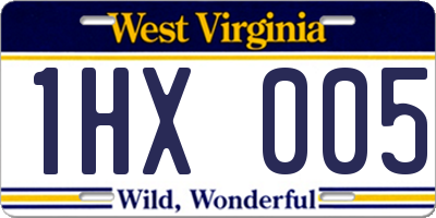 WV license plate 1HX005