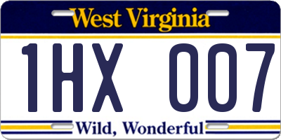 WV license plate 1HX007