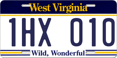 WV license plate 1HX010