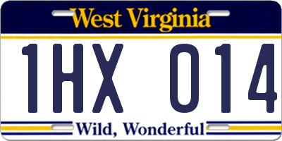 WV license plate 1HX014
