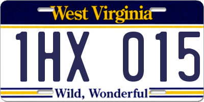 WV license plate 1HX015