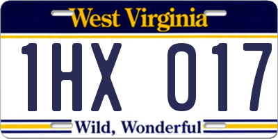 WV license plate 1HX017