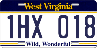 WV license plate 1HX018