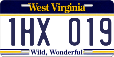 WV license plate 1HX019
