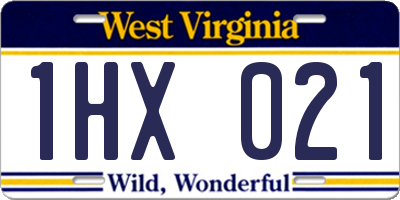 WV license plate 1HX021