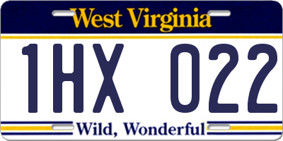 WV license plate 1HX022
