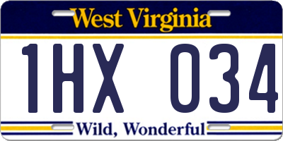 WV license plate 1HX034